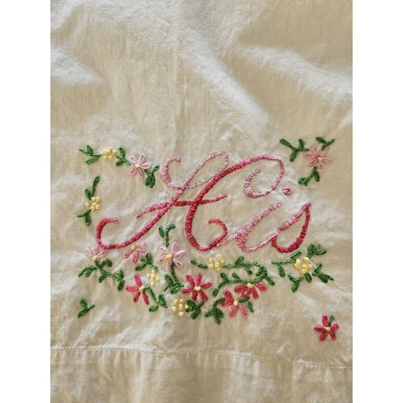 Vintage His Emborderd Pillow Case - Picture 1 of 4